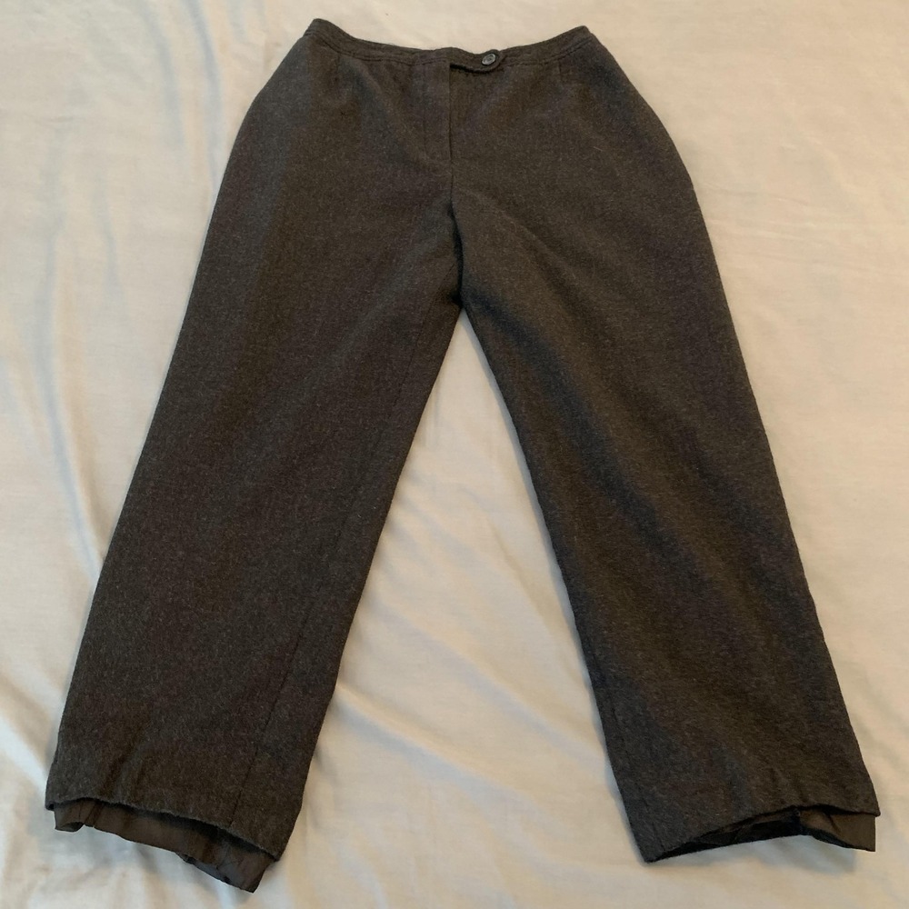 VTG Evan Picone Pants Womens 16 Dark Gray Worsted Wool Lined Straight Leg 80/90s